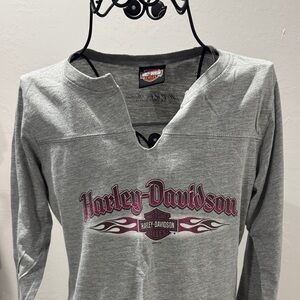 Harley-Davidson Gray Long Sleeve with Pink Logo